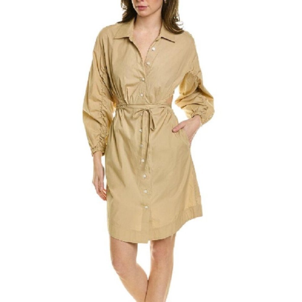 10 Crosby Derek Lam Khaki Button-Front Shirt Dress